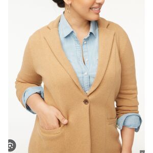 🧥 J.Crew Camel Tan Sweater Blazer - Size L
